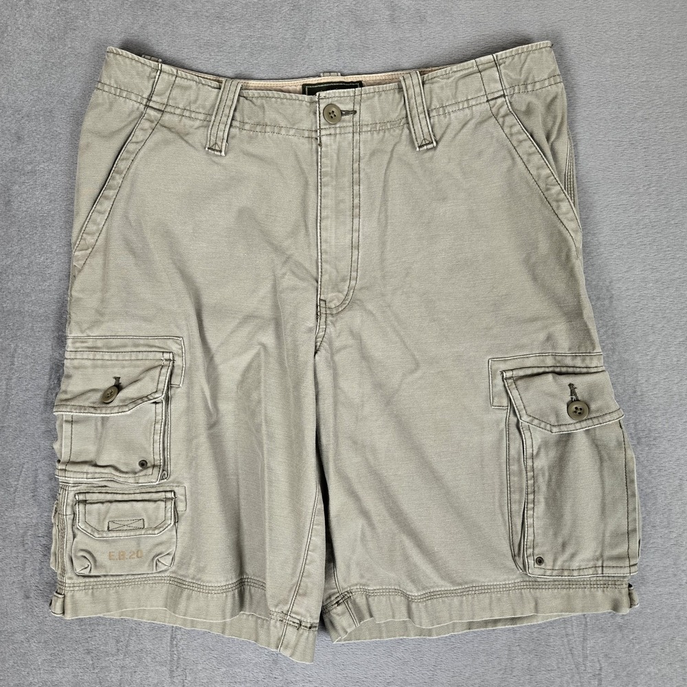 VTG Eddie Bauer Cargo Shorts Mens 34 8-Pocket Canvas Green Utility Military